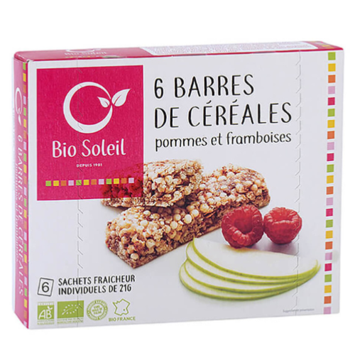 6 barres de céréales pommes framboises 125g