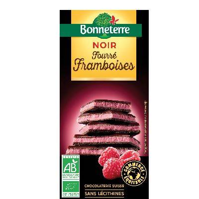 Chocolat noir fourré framboise - 100g