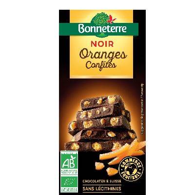 Chocolat noir oranges confites - 100g