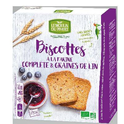 Biscottes a la farine complete et graine de lin 270g